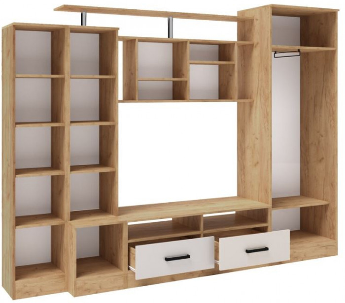 Гостиная Оскар-5 (2500*1920*450) дуб крафт золотой/кашемир