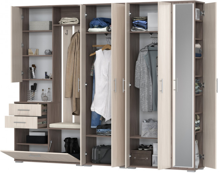 Прихожая Домино 6, бодега тёмный/бодега светлый