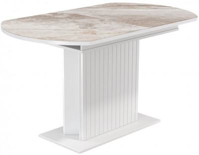 55.09 Адажио стол обеденный / белый/УФ печать бежевый мрамор