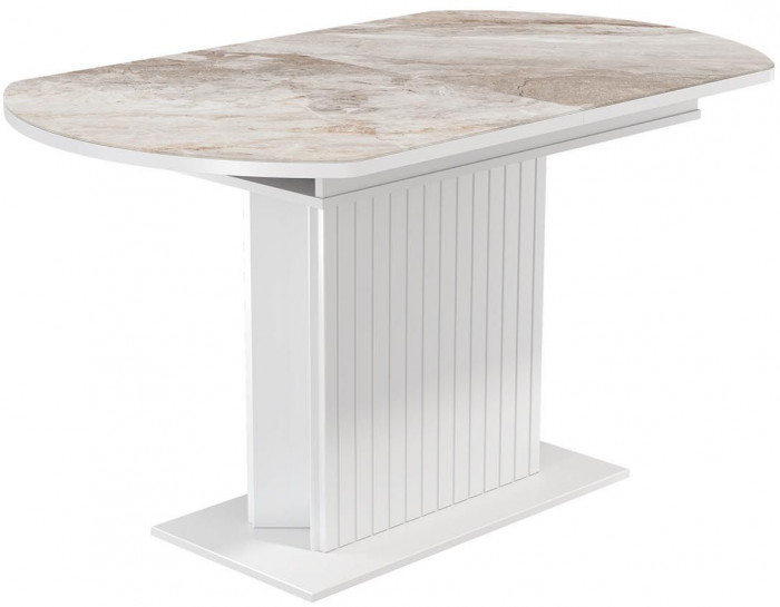 55.09 Адажио стол обеденный / белый/УФ печать бежевый мрамор