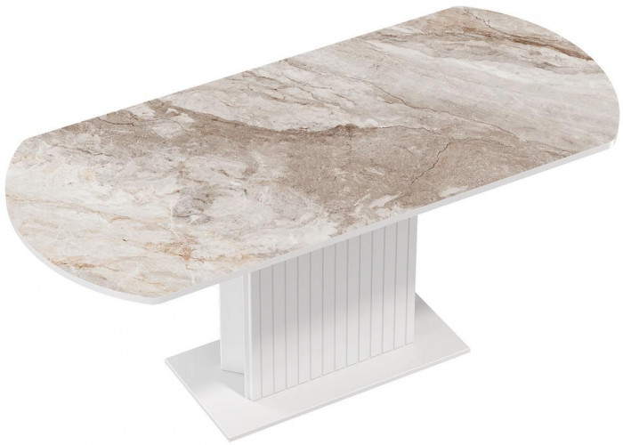 55.09 Адажио стол обеденный / белый/УФ печать бежевый мрамор