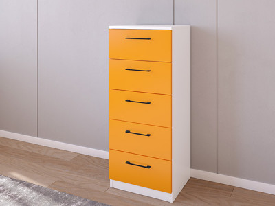 Комод 02/16 45х40х110 Белый/Оранжевый
