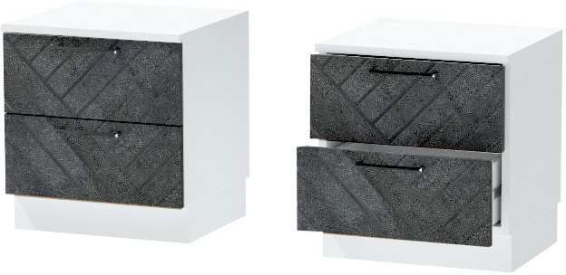 Тумба-6 прикроватная напольная "Иннэс-7", Белый/Бетон графит
