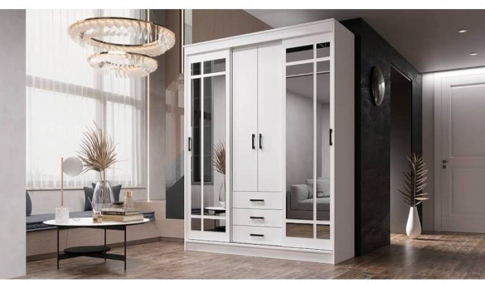 Лорд Шкаф-купе (Дуб Вотан / Белый глянец)