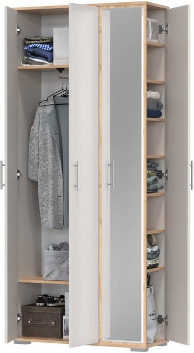 Прихожая 2-3421дкз/к.с Домино-мини, цвет дуб крафт золотой/кашемир серый, ШхГхВ 88х36х202 см., универсальная сборка