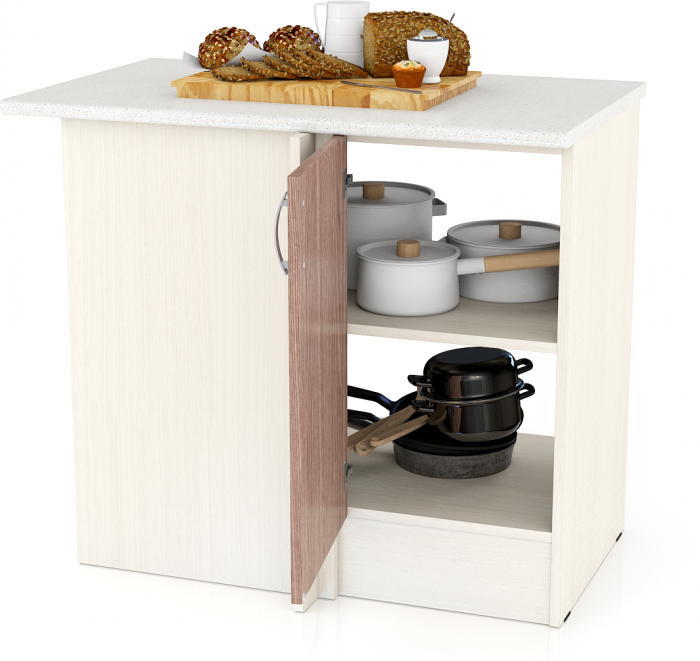 Кухня Мери ШНУ1000 Стол нижний угловой 100 см., цвет дуб/ясень шимо тёмный, ШхГхВ 100х60х85 см., универсальная сборка (столешница № 130 сахара белая)