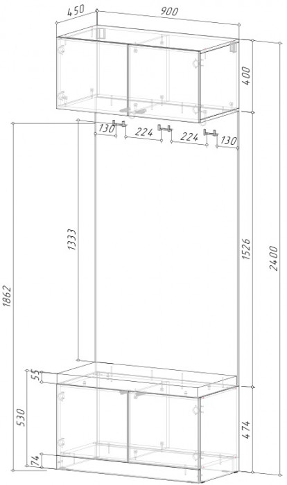 Модульная прихожая Кантри, композиция 6