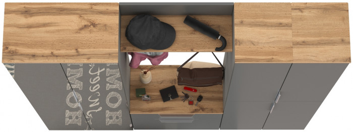 Октава Прихожая 31, серый графит/дуб крафт золотой/фасады МДФ серый графит