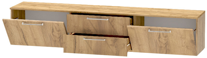 Тумба-4 под ТВ подвесная "Иннэс-7", Дуб крафт золотой