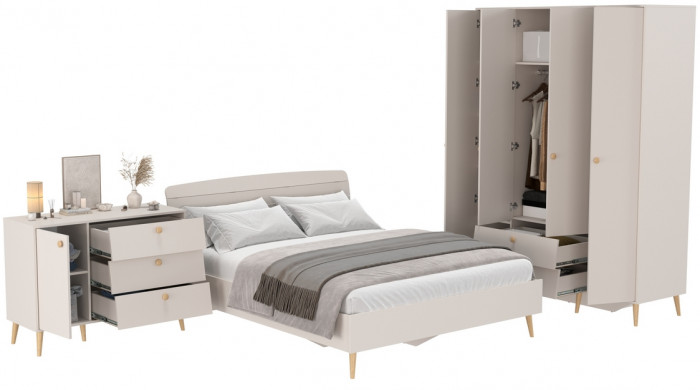 Афина Спальня 11-1600, цвет кашемир серый, сп.м. 1600х2000 мм., б/м, основание есть - фанера