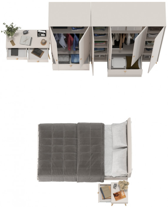 Афина Спальня 40-1200, цвет кашемир серый, сп.м. 1200х2000 мм., б/м, основание есть - фанера