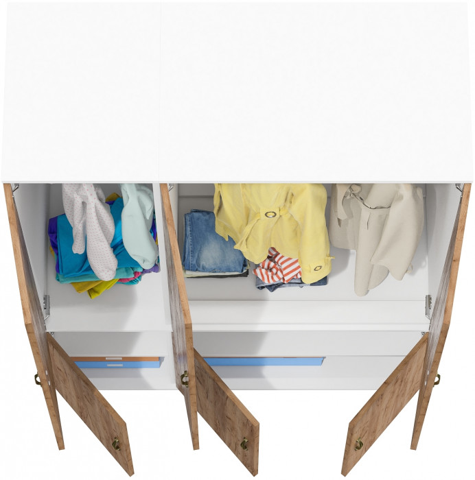 Лидер-8 Модуль Пенал МД 23Б + Шкаф МД 19Б, цвет белый шагрень/крафт золото, ШхГхВ 120х50х190 см., универсальная сборка