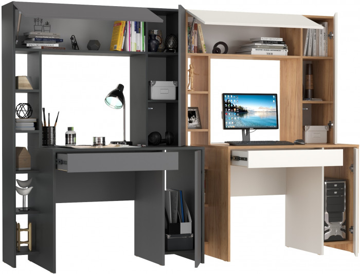 Два стола компьютерных Комфорт 12.71, антрацит/тёмно-серый/дуб золотой/белый