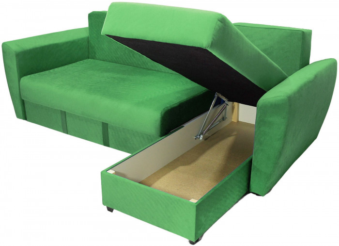 Диван-кровать угловой Амстердам Люкс, 160х200, еврокнижка, велюр, зеленый