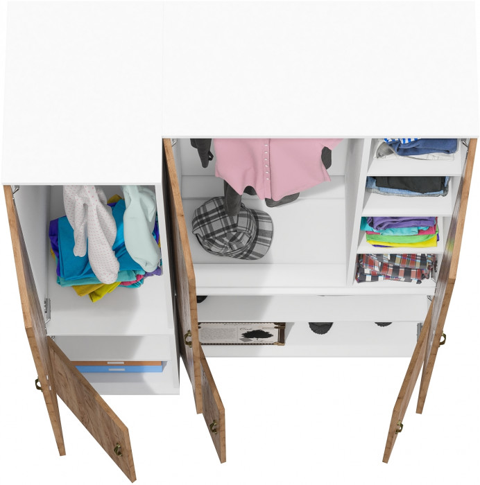 Лидер-8 Модуль Пенал МД 23Б + Шкаф МД 20Б, цвет белый шагрень/крафт золото, ШхГхВ 120х50х190 см., НЕ универсальная сборка