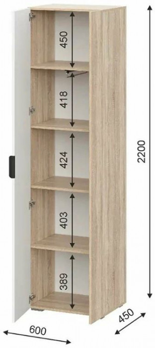 мс Норд корпус ШК02-600 дуб сонома