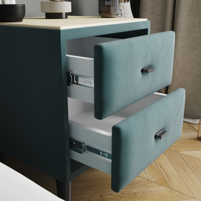 Тумба прикроватная интерьерная Пай бирюза/мдф клен кремовый