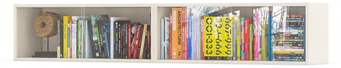 Две полки книжных С-МД-КН01, цвет дуб, ШхГхВ размер каждой полки в отдельности: 83х25х30 см., стеклянные дверцы