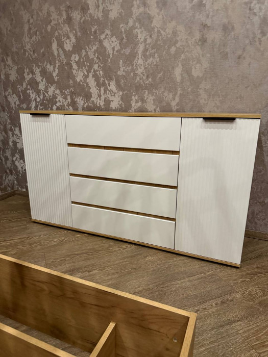 Марвэл Комод 2 двери 4 ящика (1600), Дуб крафт/Мальта грей