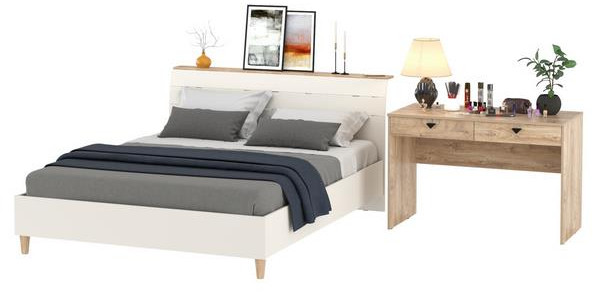 Муссон Кровать 11.41 + ортопед + Бостон 12.69, цвет дуб эндгрейн элегантный, сп. м. 1600х2000 мм., б/м