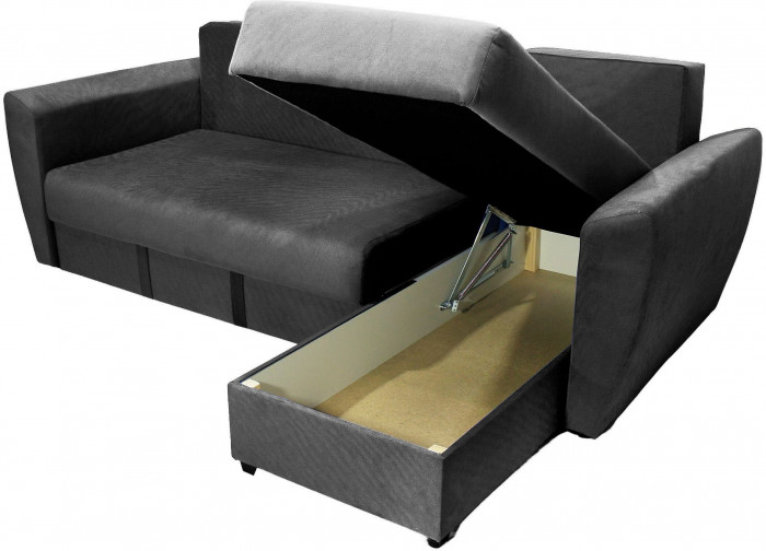 Диван-кровать угловой Амстердам Люкс, 160х200, еврокнижка, велюр, черный