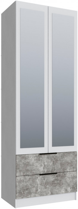 Шкаф Мадрид (0,8) с 2 ящ. с зеркалом, Белый/ателье светлое