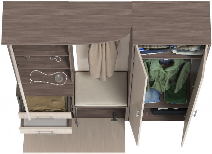 Прихожая 2-3430+2-3431бод.тем/св Домино - Комплект для прихожей, цвет бодега тёмный/бодега светлый, ШхГхВ 160х36х202 см., универсальная сборка