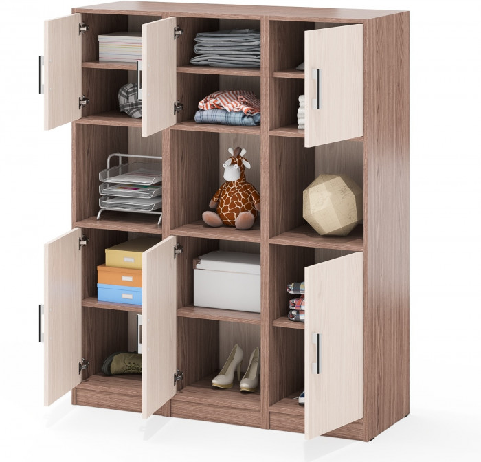 Три Пенала С-МД-СК9П к компьютерному столу С-МД-СК9, цвет ясень шимо светлый/ясень шимо тёмный, ШхГхВ 129х45х160 см., универсальная сборка