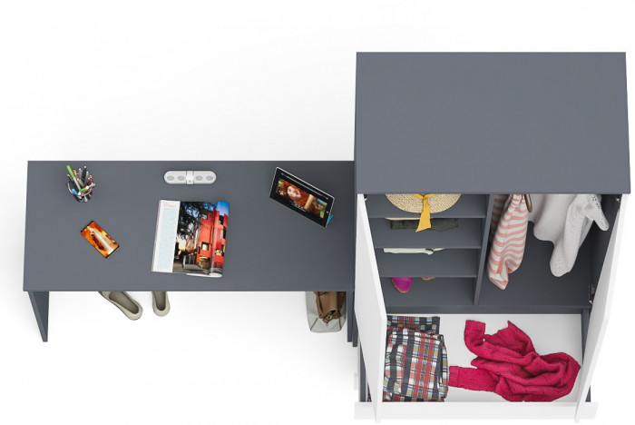 Мори письменный стол МСП1200.1 + Шкаф МШ900.1, графит/белый