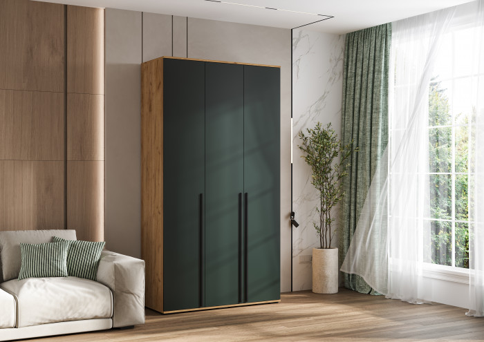 Норд Шкаф 3-х створчатый 1200, Дуб крафт/Изумрудный