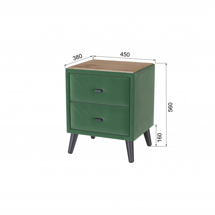 Тумба прикроватная интерьерная Пай изумруд/мдф дуб канадский