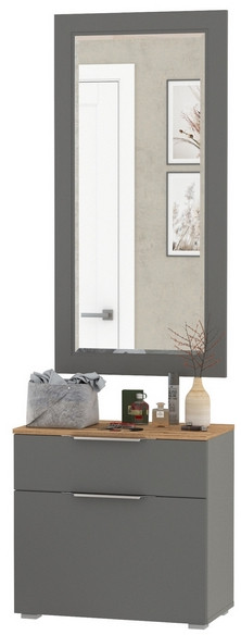 Октава Прихожая 38, цвет серый графит/дуб крафт золотой/фасады МДФ серый графит, ШхГхВ 64,9х35,4х197 см.