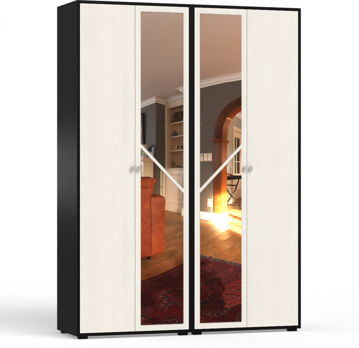 Камелия спальня № 11 Кровать с ящиками 1800 + Две тумбы + Комод + Шкаф 4-х створчатый, цвет венге/дуб лоредо, сп.м. 1800х2000 мм., б/м, основание есть