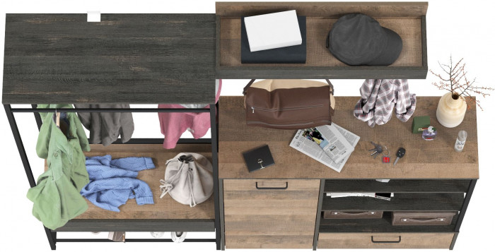 Трувор Прихожая 217, цвет дуб гранж песочный/интра, ШхГхВ 189х36,9х194,2 см., универсальная сборка