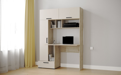 Стол компьютерный Квартет-11 (1850*1316*600) дуб крафт серый/кашемир