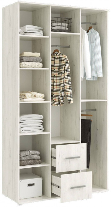 Фиеста NEW Шкаф трехдверный с зеркалом (Крафт белый, Графит)