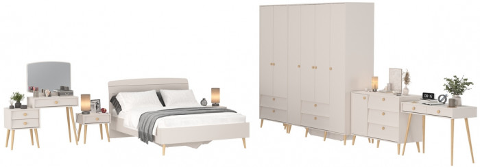 Афина Спальня 41-1400, цвет кашемир серый, сп.м. 1400х2000 мм., б/м, основание есть - фанера