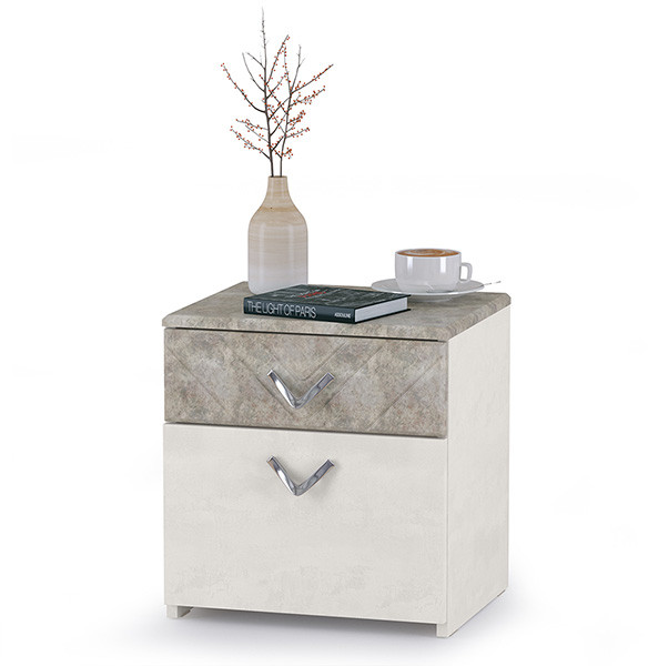 Амели Тумба прикроватная 13.78, цвет шёлковый камень/бетон чикаго беж, ШхГхВ 41х35х43,3 см.