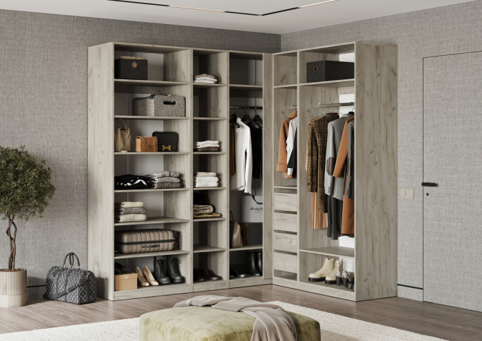 Гардеробная Ларго Вариант №3, Крафт серый/Кашемир