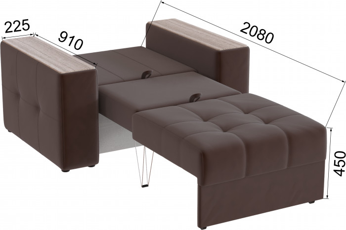 Кресло-кровать Виконт, Коричневый/Сандал белый МДФ