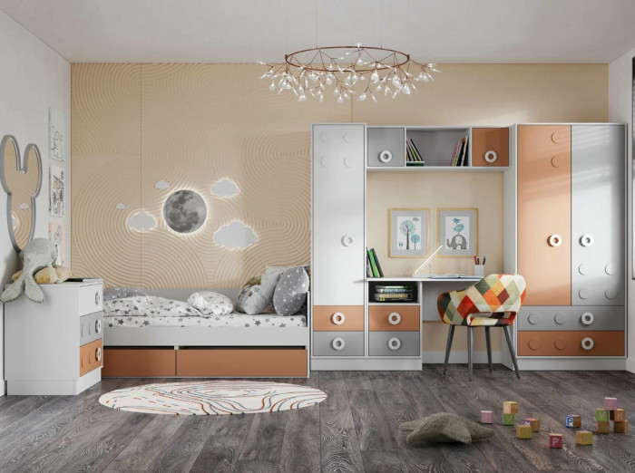 ТУРБО ПЛ 01 Полка  (1202х352х318) корпус белый/шарлиз кашемир/терракота