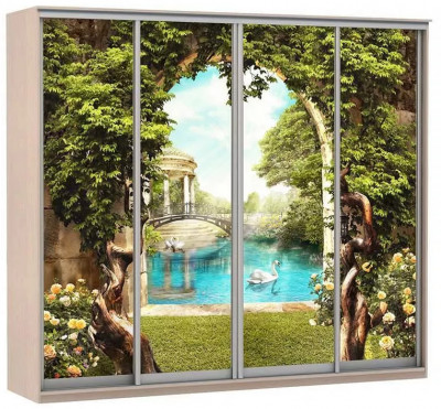 Шкаф купе Модерн 2362х600 4-х дверный 4-х секционный фотопечать №3 ясень