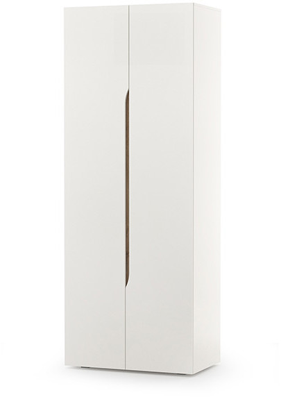 Муссон 13.198 Шкаф двухстворчатый, цвет белый/дуб эндгрейн элегантный, ШхГхВ 87,4х52,2х229,8 см., 2 ящика и зеркало внутри, универс. сборка наполнения