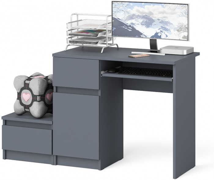Мори компьютерный стол МС-1 левый + Тумба ТМП400.1, графит