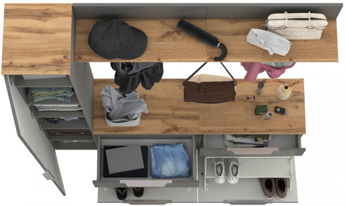 Октава Прихожая 34, серый графит/дуб крафт золотой/фасады МДФ серый графит