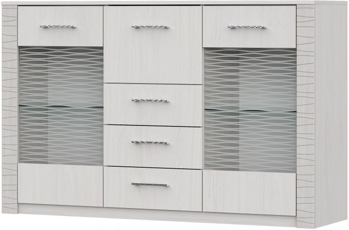 Гамма 20 Комод - витрина Серия №4 Ясень анкор  светлый / Сандал светлый