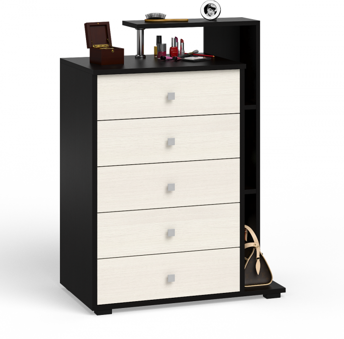 Камелия спальня № 12 Кровать с ящиками 1400 + Две тумбы + Комод + Зеркало, цвет венге/дуб лоредо, сп.м. 1400х2000 мм., б/м, основание есть