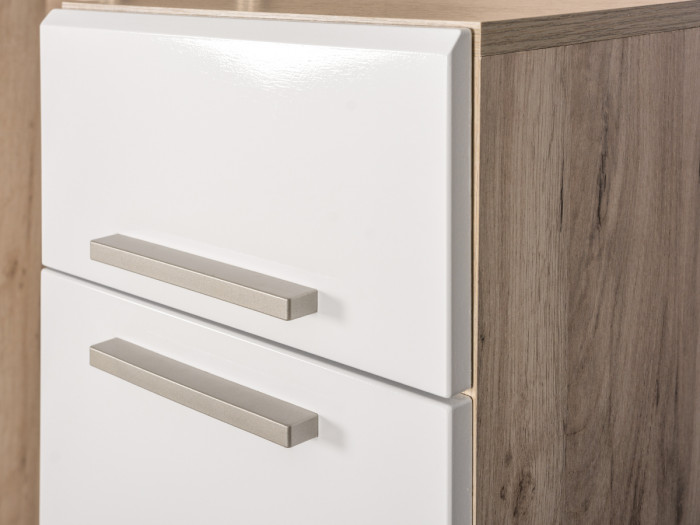 Лайн Прихожая № 03, цвет дуб крафт серый/фасады МДФ белый глянец, ШхГхВ 234,6х35,1х210 см., НЕ универсальная сборка