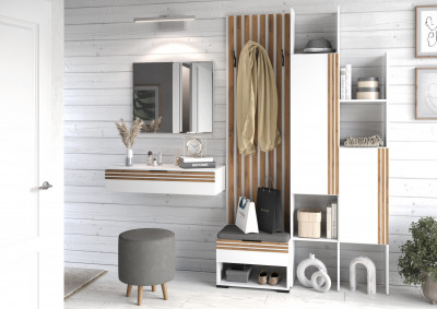 Прихожая Нао, набор №6, Белый/Белый, Вотан, Simple 27