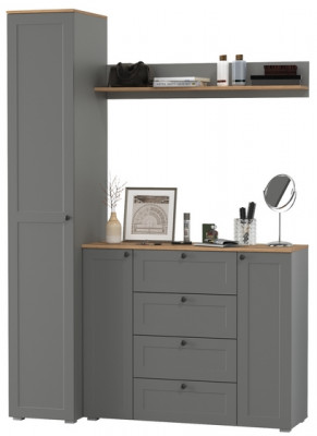 Остин Прихожая 63, цвет серый графит/дуб крафт золотой, ШхГхВ 160х54,3х229,6 см., универсальная сборка